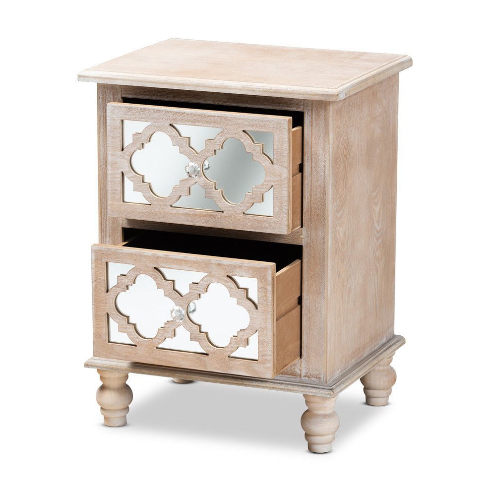 Baxton Studio - Celia End Table in Natural/Mirror - JY17A039-Natural Brown/Silver-ET view 2