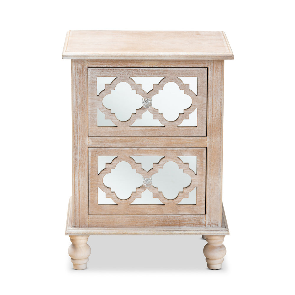 Baxton Studio - Celia End Table in Natural/Mirror - JY17A039-Natural Brown/Silver-ET view 3