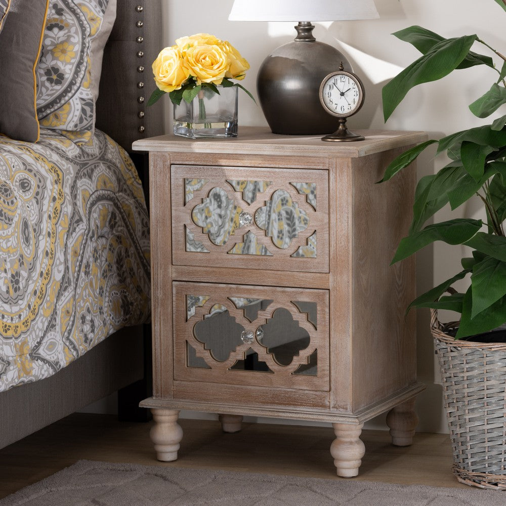 Baxton Studio - Celia End Table in Natural/Mirror - JY17A039-Natural Brown/Silver-ET view 7