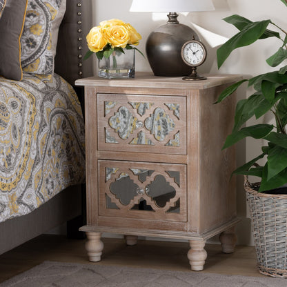 Baxton Studio - Celia End Table in Natural/Mirror - JY17A039-Natural Brown/Silver-ET view 7