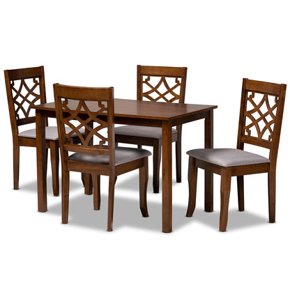 Baxton Studio - Celina Dining Set in Grey/walnut brown - Celina-Grey/Walnut-5PC Dining Set view 1