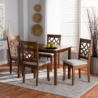 Baxton Studio - Celina Dining Set in Grey/walnut brown - Celina-Grey/Walnut-5PC Dining Set view 6