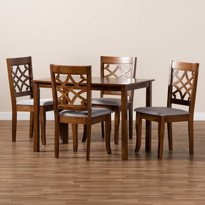 Baxton Studio - Celina Dining Set in Grey/walnut brown - Celina-Grey/Walnut-5PC Dining Set view 7