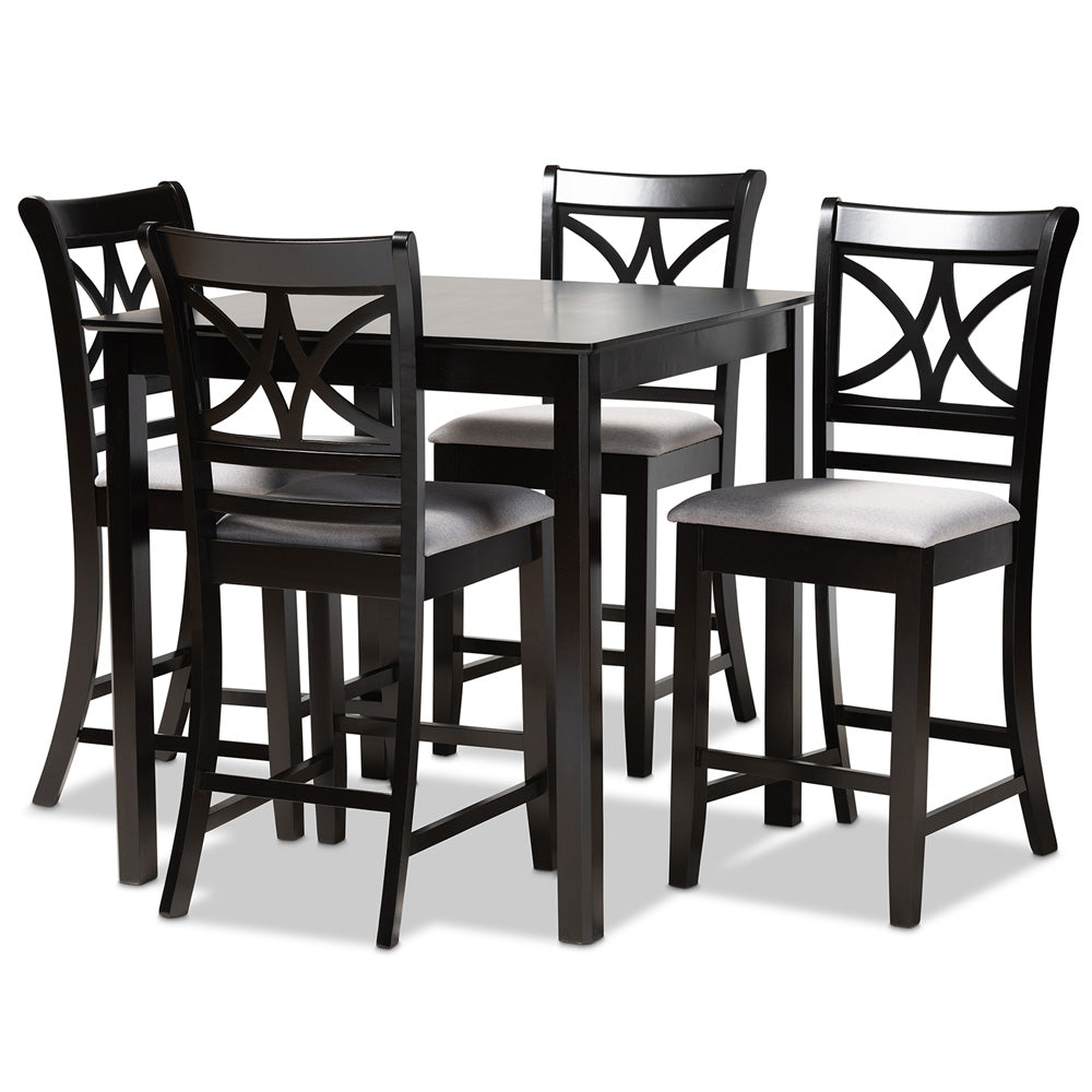 Baxton Studio - Chandler Pub Set in Grey/Espresso brown - RH329P-Grey/Dark Brown-5PC Pub Set view 1