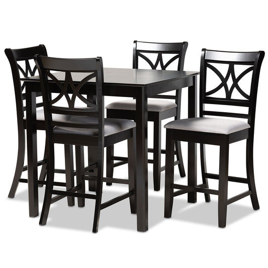 Baxton Studio - Chandler Pub Set in Grey/Espresso brown - RH329P-Grey/Dark Brown-5PC Pub Set view 1
