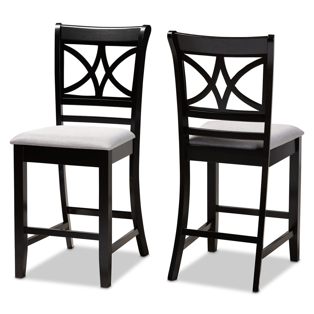 Baxton Studio - Chandler Set of 2 Pub Stools in Grey/Espresso Brown - RH329P-Grey/Dark Brown-PC view 1