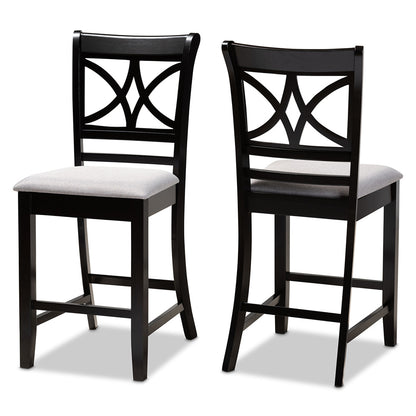 Baxton Studio - Chandler Set of 2 Pub Stools in Grey/Espresso Brown - RH329P-Grey/Dark Brown-PC view 1