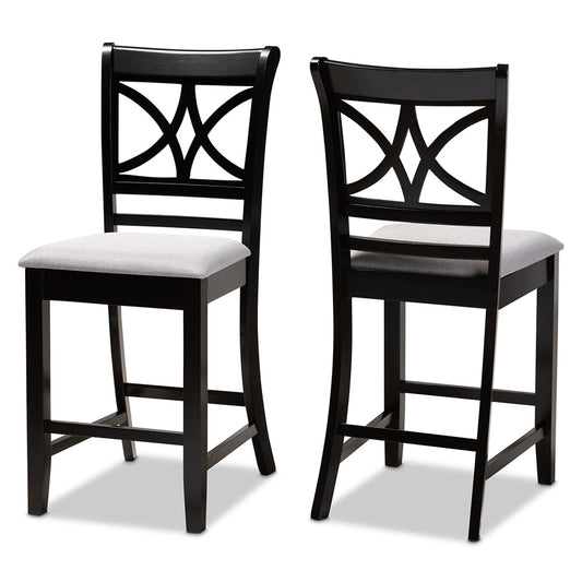 Baxton Studio - Chandler Set of 2 Pub Stools in Grey/Espresso Brown - RH329P-Grey/Dark Brown-PC view 1