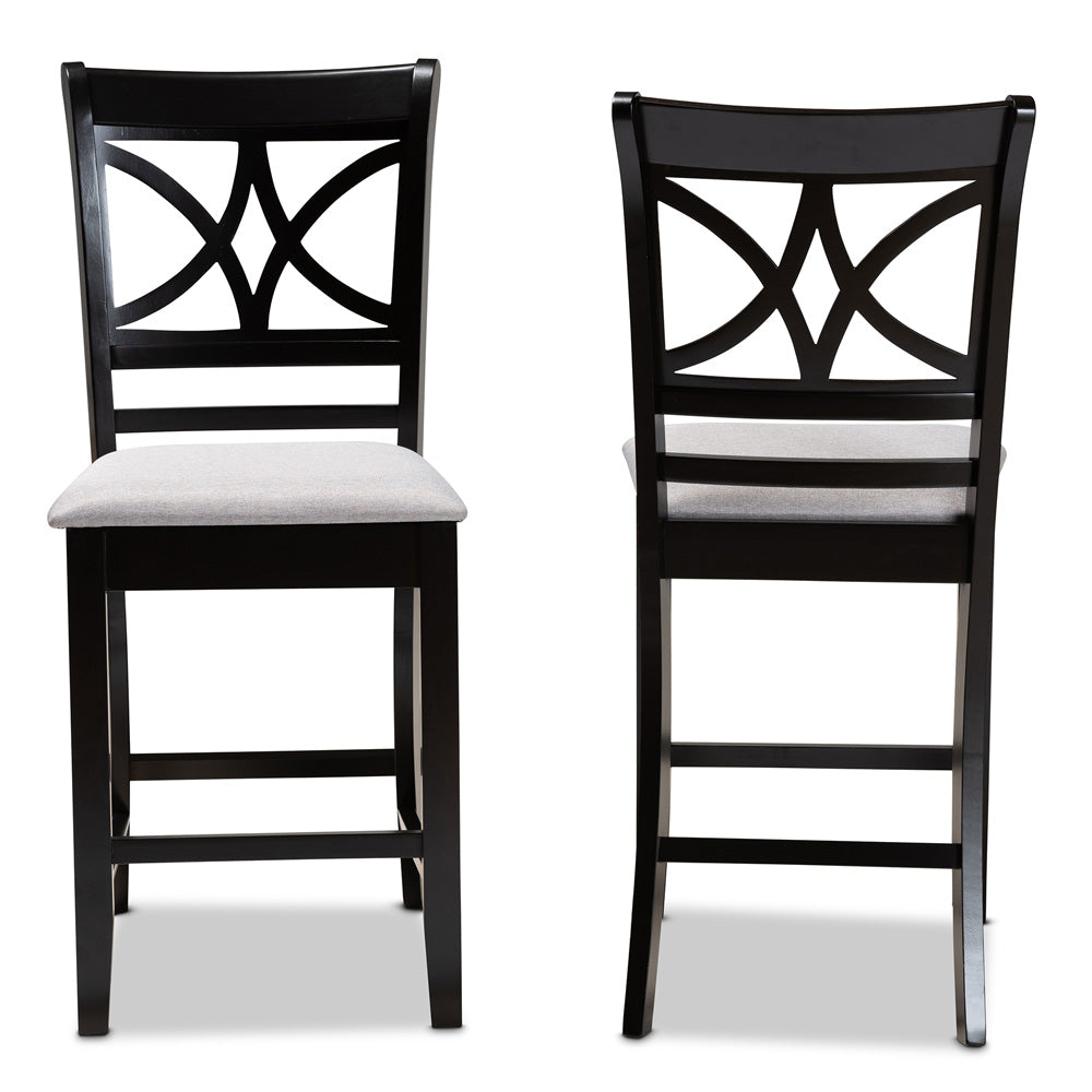 Baxton Studio - Chandler Set of 2 Pub Stools in Grey/Espresso Brown - RH329P-Grey/Dark Brown-PC view 2