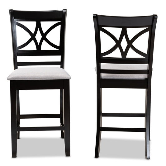 Baxton Studio - Chandler Set of 2 Pub Stools in Grey/Espresso Brown - RH329P-Grey/Dark Brown-PC view 2