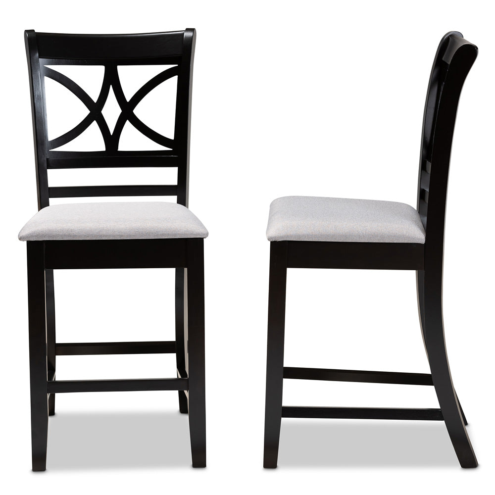 Baxton Studio - Chandler Set of 2 Pub Stools in Grey/Espresso Brown - RH329P-Grey/Dark Brown-PC view 3