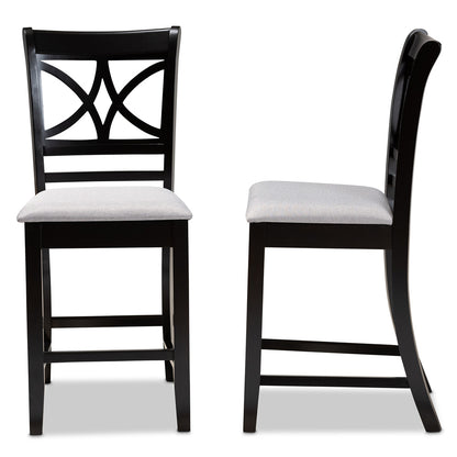 Baxton Studio - Chandler Set of 2 Pub Stools in Grey/Espresso Brown - RH329P-Grey/Dark Brown-PC view 3