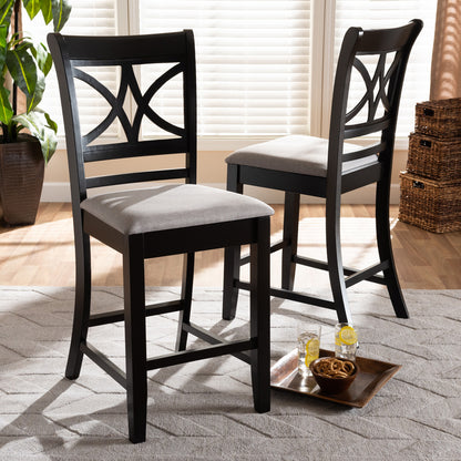 Baxton Studio - Chandler Set of 2 Pub Stools in Grey/Espresso Brown - RH329P-Grey/Dark Brown-PC view 6