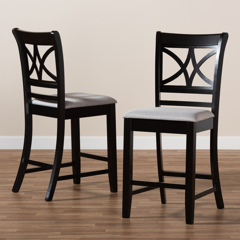 Baxton Studio - Chandler Set of 2 Pub Stools in Grey/Espresso Brown - RH329P-Grey/Dark Brown-PC view 7