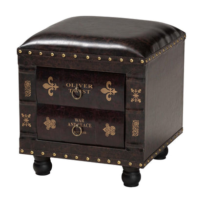 Baxton Studio - Charlier Ottoman in Dark Brown - HY2A487-Black-Otto view 1
