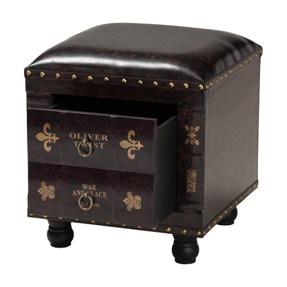 Baxton Studio - Charlier Ottoman in Dark Brown - HY2A487-Black-Otto view 2