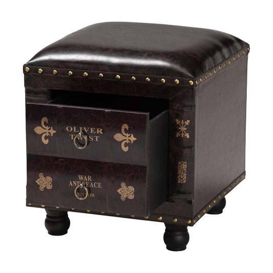 Baxton Studio - Charlier Ottoman in Dark Brown - HY2A487-Black-Otto view 2