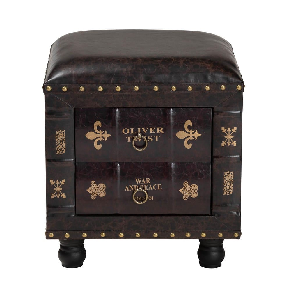 Baxton Studio - Charlier Ottoman in Dark Brown - HY2A487-Black-Otto view 3