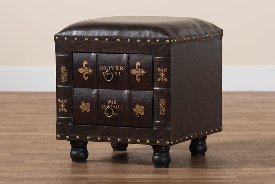 Baxton Studio - Charlier Ottoman in Dark Brown - HY2A487-Black-Otto view 10