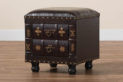 Baxton Studio - Charlier Ottoman in Dark Brown - HY2A487-Black-Otto view 10