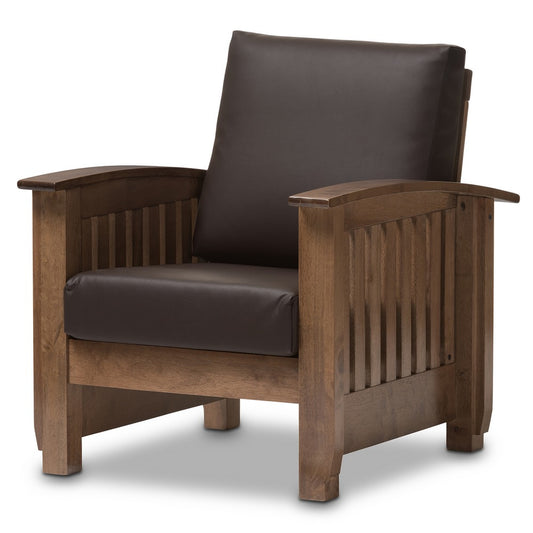 Baxton Studio - Charlotte Accent Chair in Dark Brown/"Walnut" Brown - SW3513-Dark Brown/Walnut-M17-CC view 1
