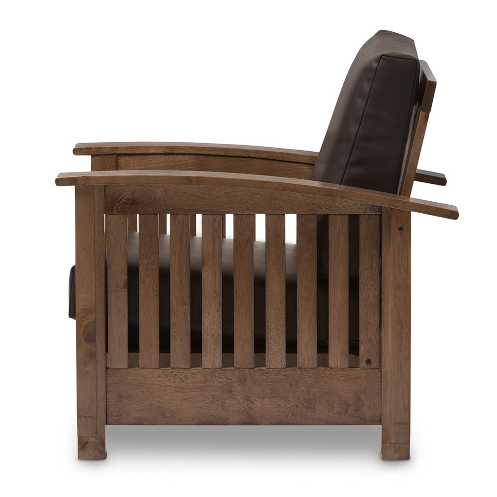 Baxton Studio - Charlotte Accent Chair in Dark Brown/"Walnut" Brown - SW3513-Dark Brown/Walnut-M17-CC view 2