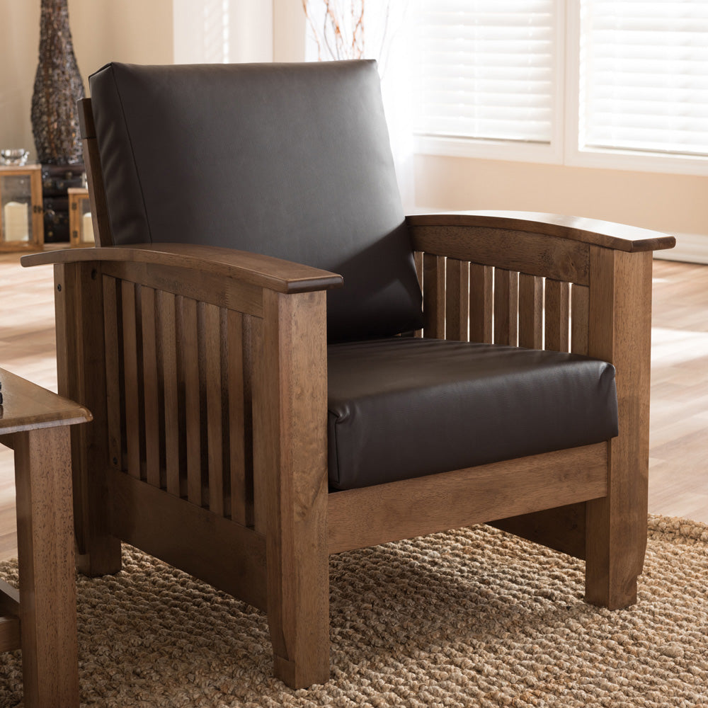 Baxton Studio - Charlotte Accent Chair in Dark Brown/"Walnut" Brown - SW3513-Dark Brown/Walnut-M17-CC view 4