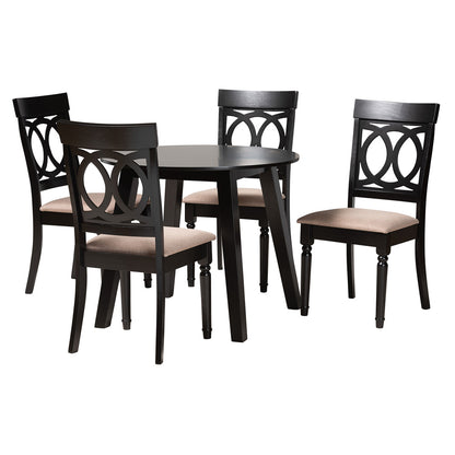 Baxton Studio - Charlottle Dining Set in Beige/Dark Brown - Evelyn-Sand/Dark Brown-5PC Dining Set view 1