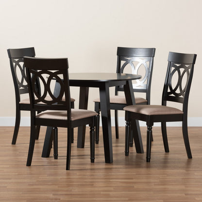 Baxton Studio - Charlottle Dining Set in Beige/Dark Brown - Evelyn-Sand/Dark Brown-5PC Dining Set view 9
