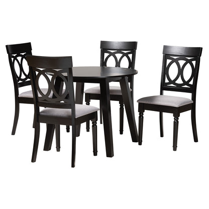 Baxton Studio - Charlottle Dining Set in Grey/Dark Brown - Charlotte-Grey/Dark Brown-5PC Dining Set view 1