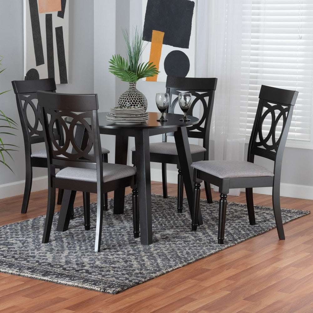 Baxton Studio - Charlottle Dining Set in Grey/Dark Brown - Charlotte-Grey/Dark Brown-5PC Dining Set view 8