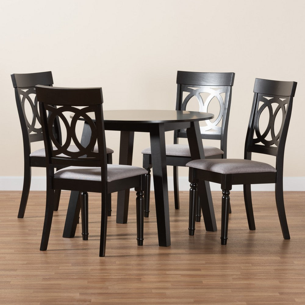 Baxton Studio - Charlottle Dining Set in Grey/Dark Brown - Charlotte-Grey/Dark Brown-5PC Dining Set view 9