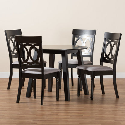 Baxton Studio - Charlottle Dining Set in Grey/Dark Brown - Charlotte-Grey/Dark Brown-5PC Dining Set view 9