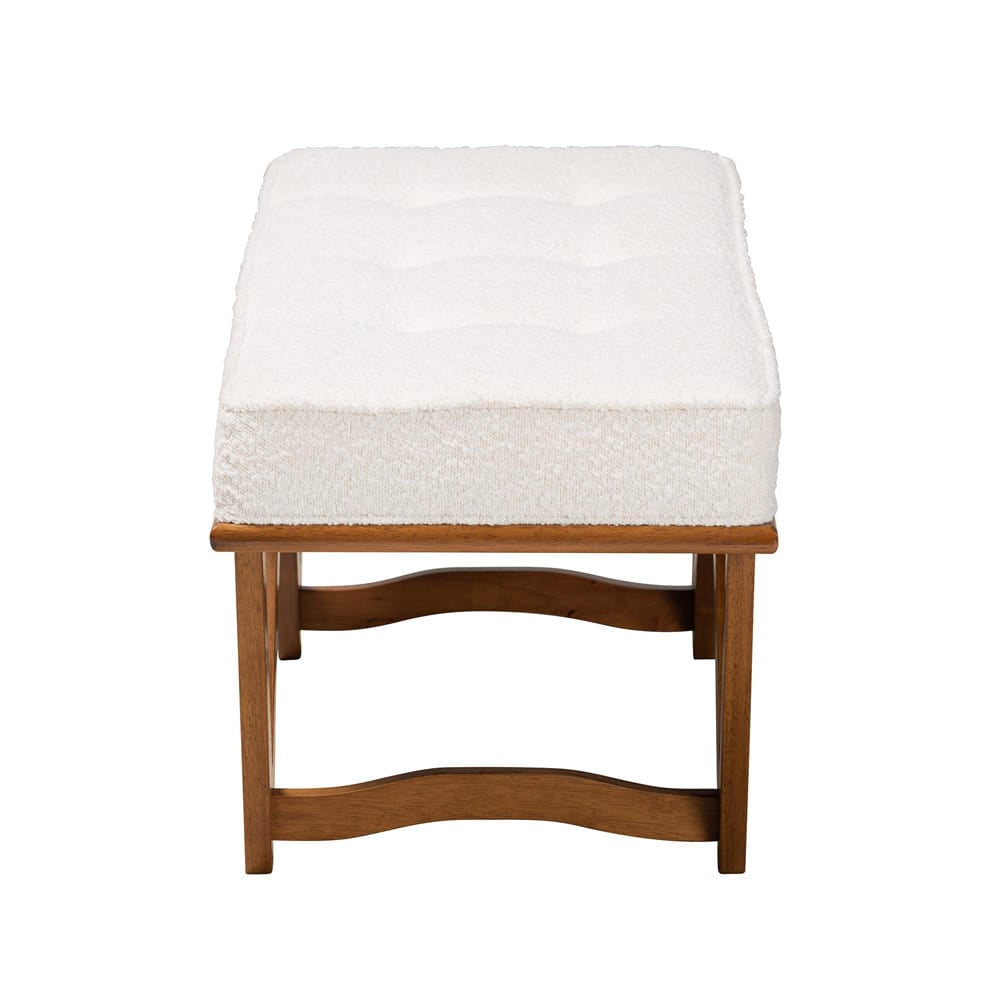 Baxton Studio - Chenoa Bench in Cream/Walnut Brown - BBT5472-Maya-Cream/Walnut-Bench view 3