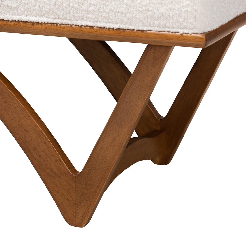 Baxton Studio - Chenoa Bench in Cream/Walnut Brown - BBT5472-Maya-Cream/Walnut-Bench view 4