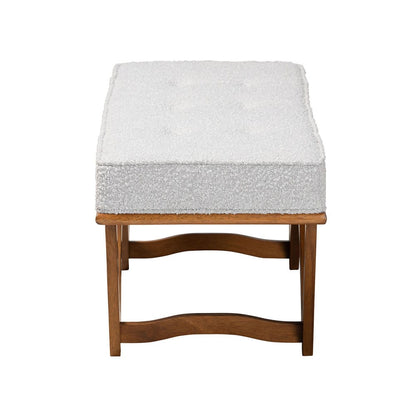 Baxton Studio - Chenoa Bench in Light Grey/Walnut Brown - BBT5472-Maya-Sky Grey/Walnut-Bench view 3