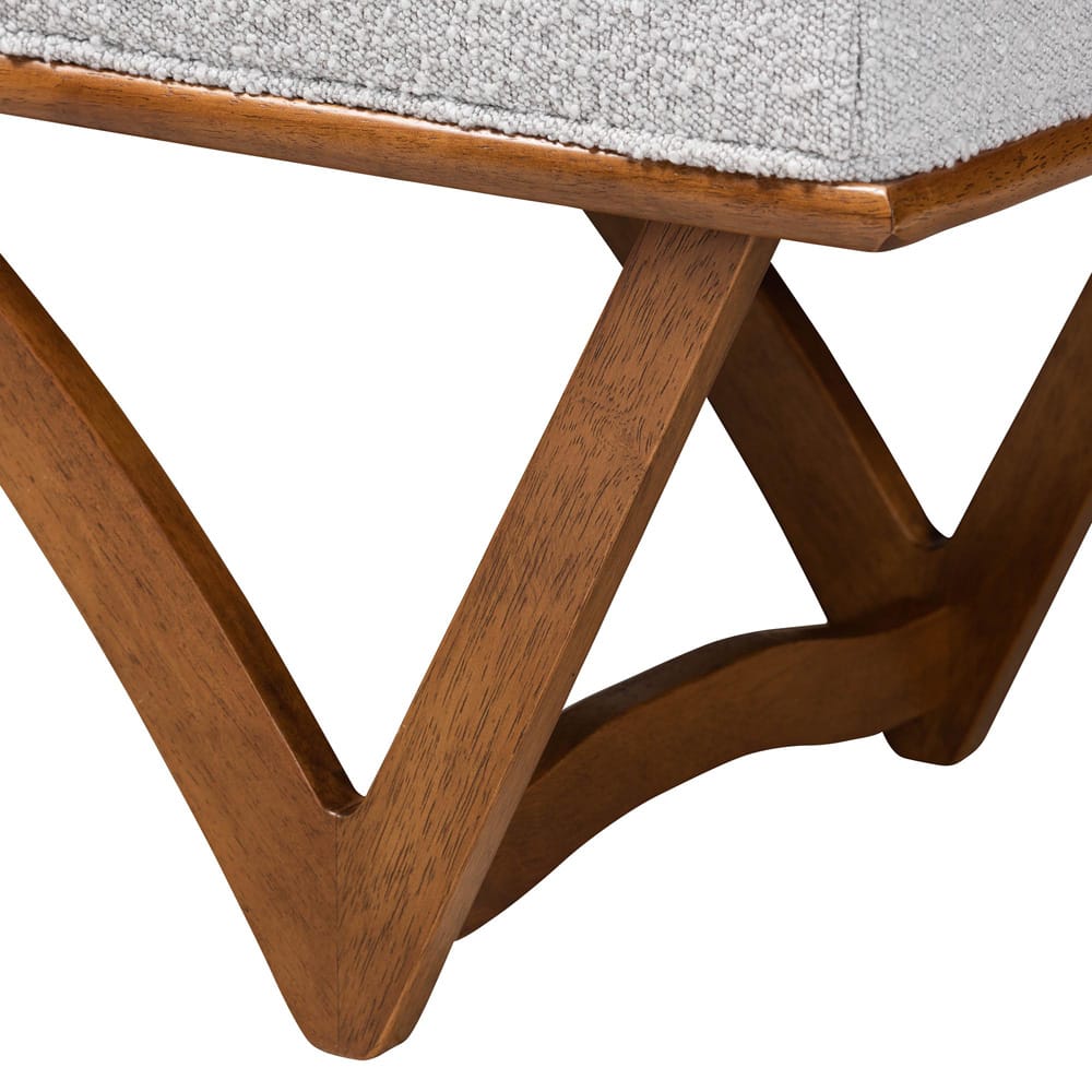 Baxton Studio - Chenoa Bench in Light Grey/Walnut Brown - BBT5472-Maya-Sky Grey/Walnut-Bench view 4