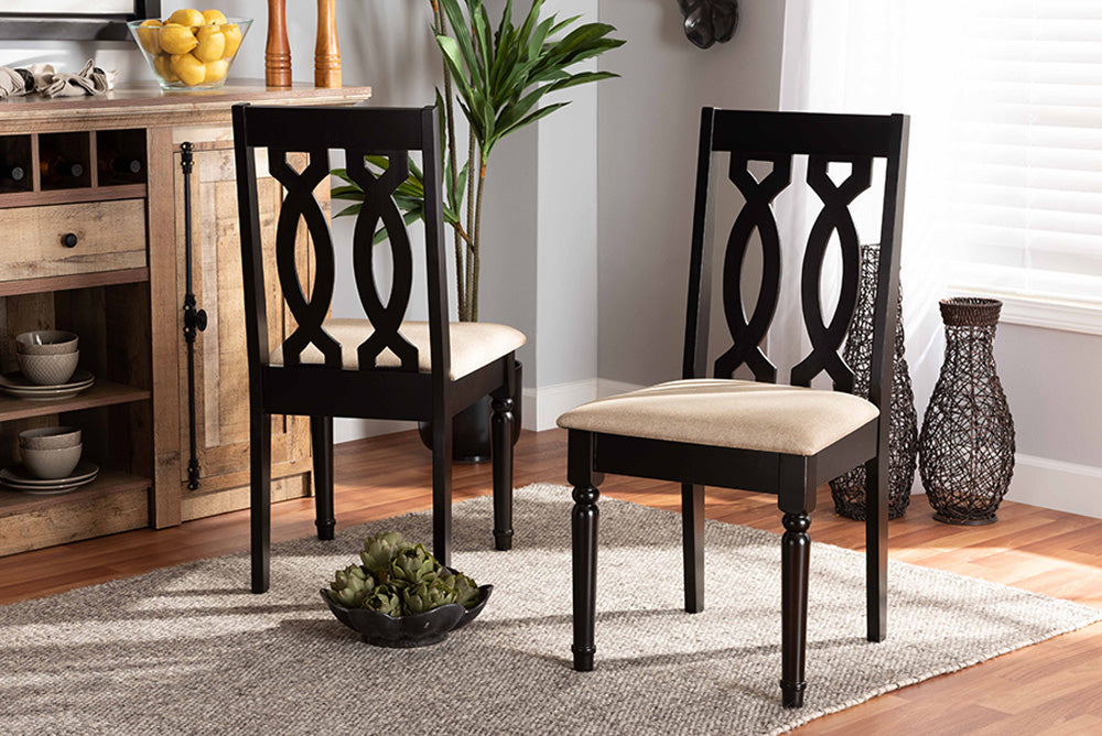 Baxton Studio - Cherese Dining Chair Set of 2 - RH334C-Sand/Dark Brown-DC-2PK view 5