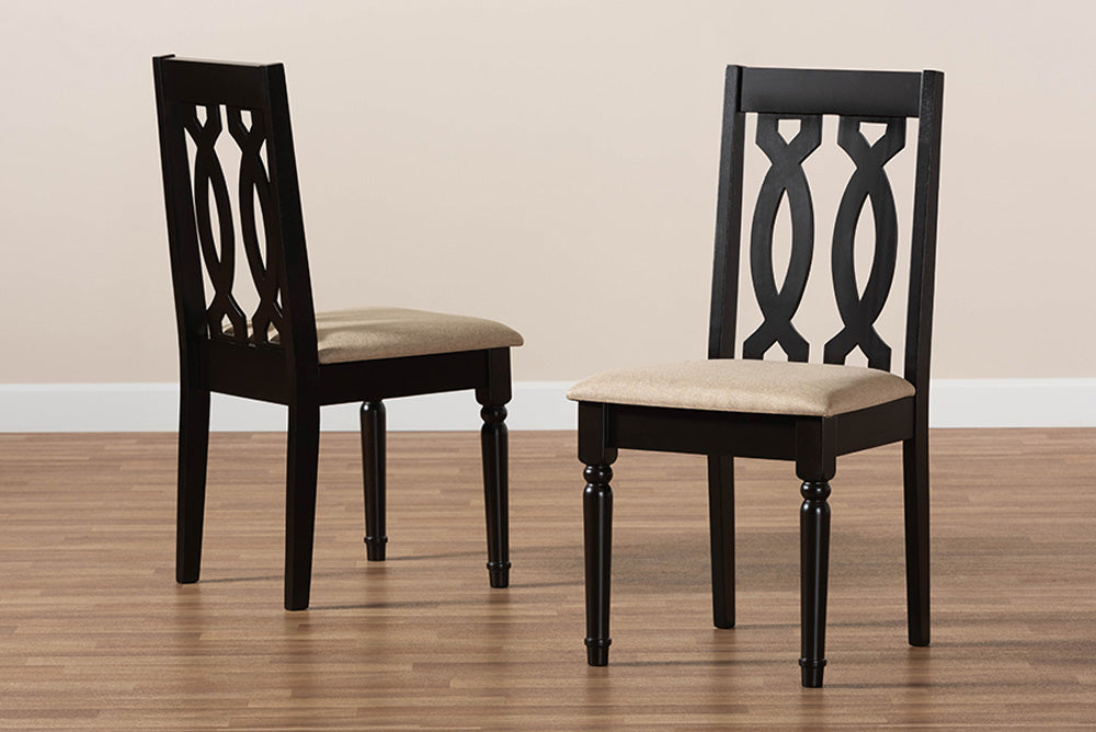 Baxton Studio - Cherese Dining Chair Set of 2 - RH334C-Sand/Dark Brown-DC-2PK view 7