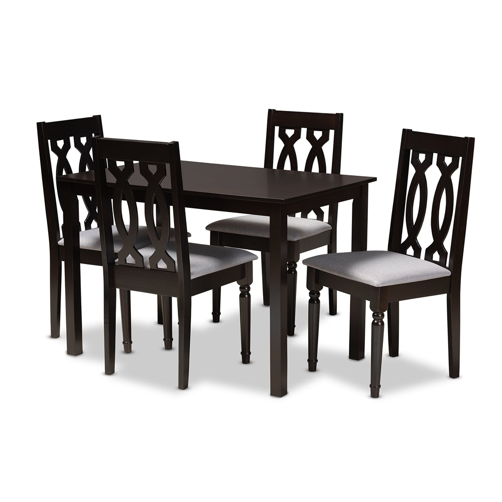 Baxton Studio - Cherese Dining Set in Gray/Espresso - RH334C-Grey/Dark Brown-5PC Dining Set view 1