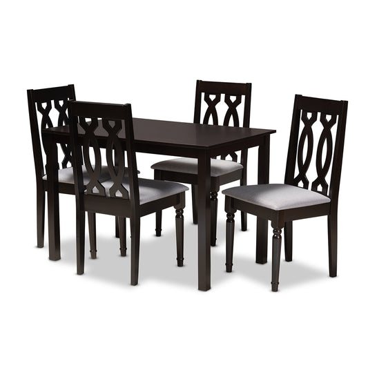 Baxton Studio - Cherese Dining Set in Gray/Espresso - RH334C-Grey/Dark Brown-5PC Dining Set view 1