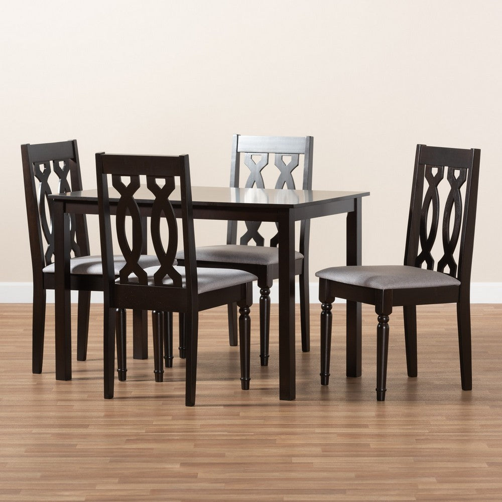 Baxton Studio - Cherese Dining Set in Gray/Espresso - RH334C-Grey/Dark Brown-5PC Dining Set view 5