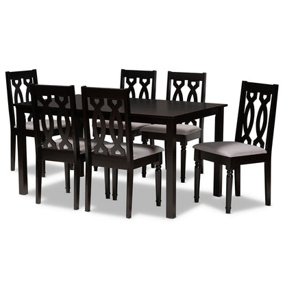 Baxton Studio - Cherese Dining Set in Grey/Dark Brown - RH334C-Grey/Dark Brown-7PC Dining Set view 1