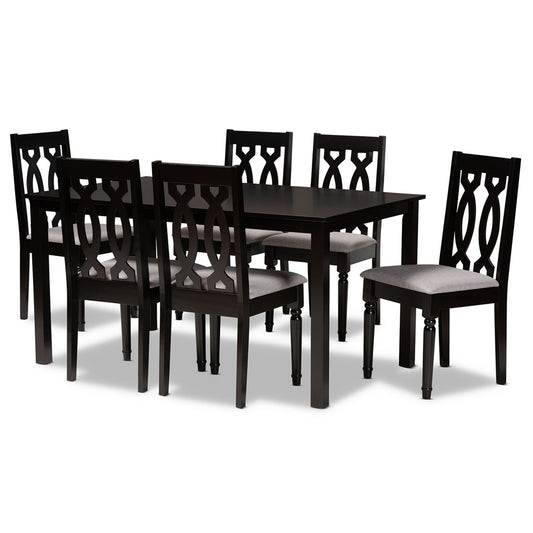 Baxton Studio - Cherese Dining Set in Grey/Dark Brown - RH334C-Grey/Dark Brown-7PC Dining Set view 1