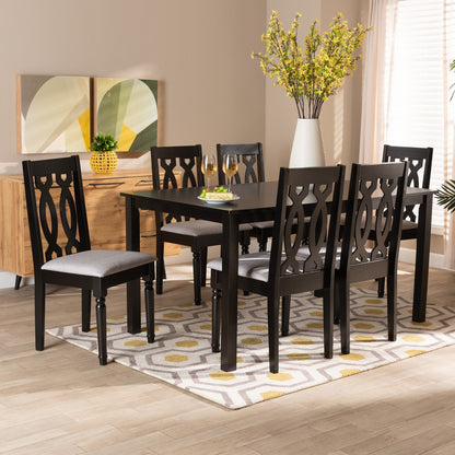 Baxton Studio - Cherese Dining Set in Grey/Dark Brown - RH334C-Grey/Dark Brown-7PC Dining Set view 7