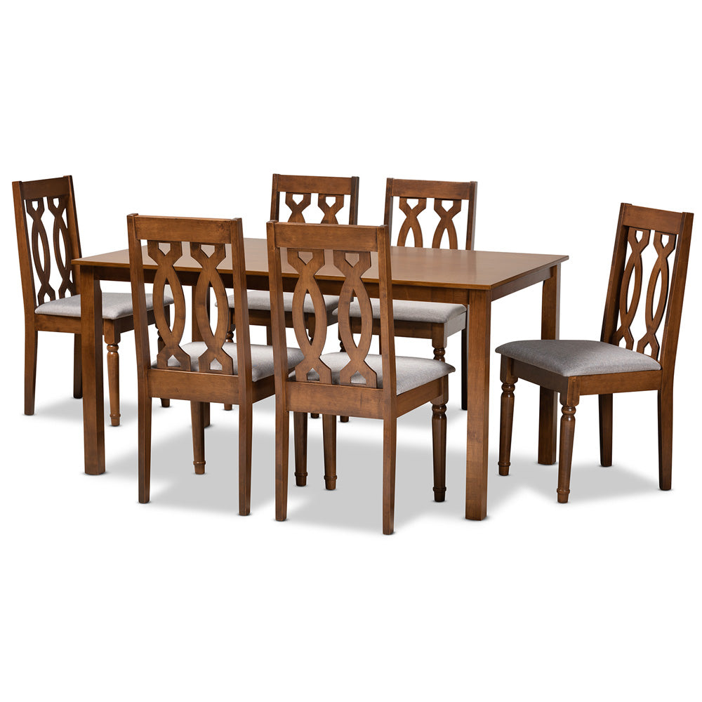 Baxton Studio - Cherese Dining Set in Grey/Walnut Brown - RH334C-Grey/Walnut-7PC Dining Set view 1