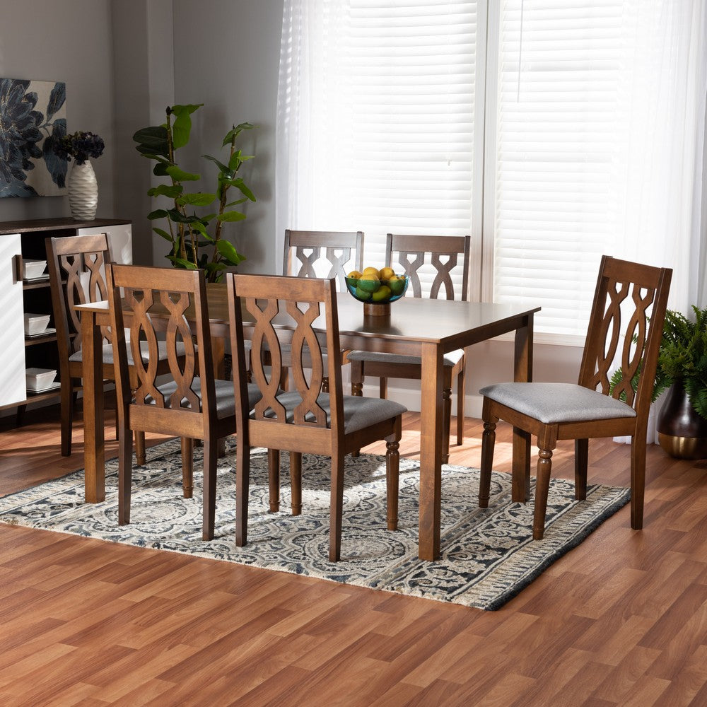 Baxton Studio - Cherese Dining Set in Grey/Walnut Brown - RH334C-Grey/Walnut-7PC Dining Set view 7
