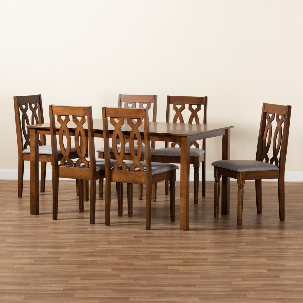 Baxton Studio - Cherese Dining Set in Grey/Walnut Brown - RH334C-Grey/Walnut-7PC Dining Set view 8
