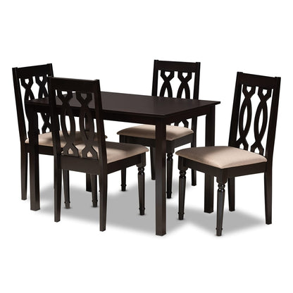 Baxton Studio - Cherese Dining Set in Sand/Espresso - RH334C-Sand/Dark Brown-5PC Dining Set view 1