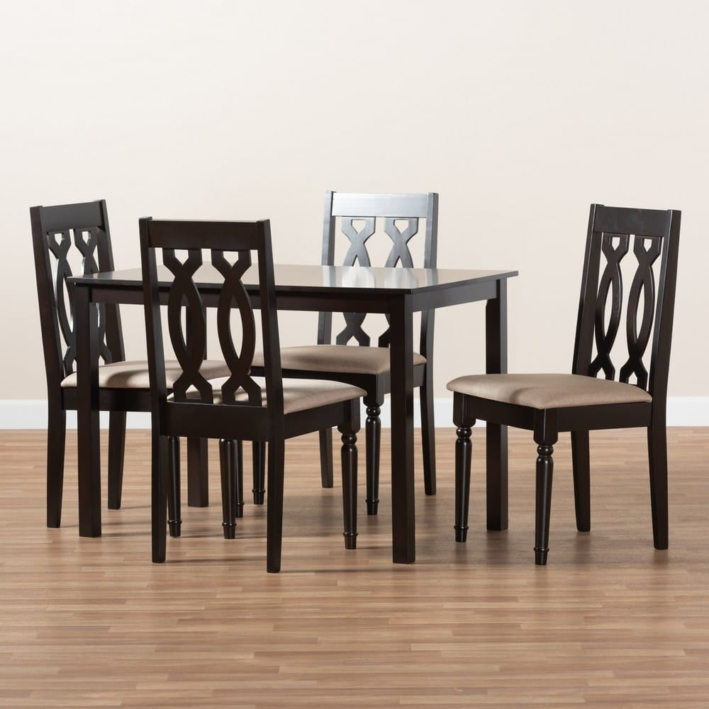 Baxton Studio - Cherese Dining Set in Sand/Espresso - RH334C-Sand/Dark Brown-5PC Dining Set view 5